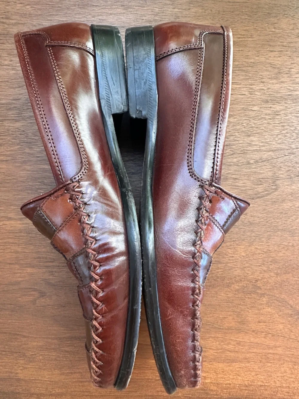 Vintage 90’s Giorgio Brutini Men’s Brown Woven Leather Slip-On Loafers Men’s 8D